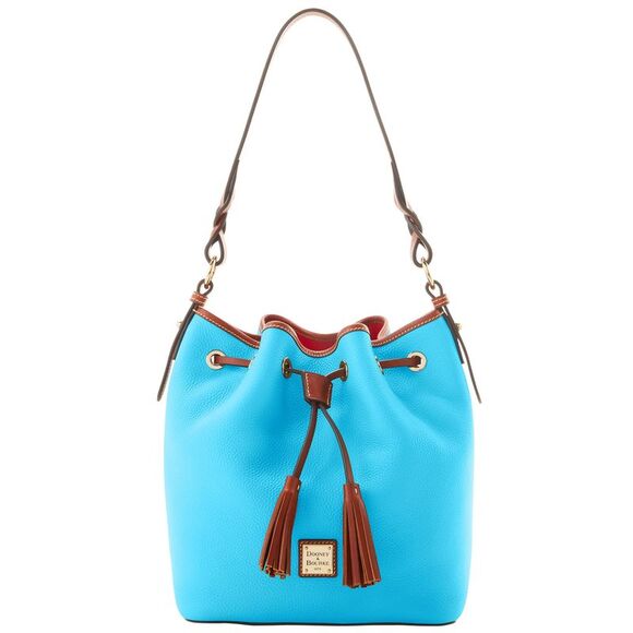 Dooney & Bourke Handbags - Dooney & Bourke Pebble Grain Tasha Drawstring Shoulder Bag - Sky Blue